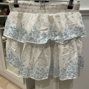Women’s Loveshackfancy white and blue cotton skirt size small